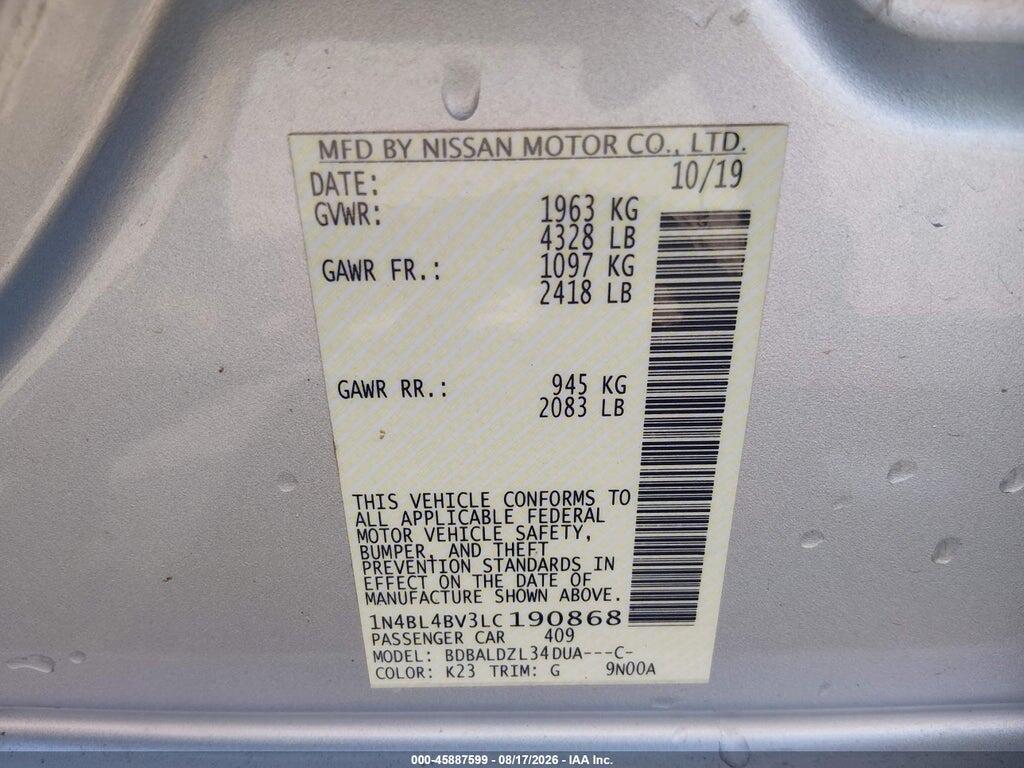 1N4BL4BV3LC190868 2020 NISSAN ALTIMA photo no. 9