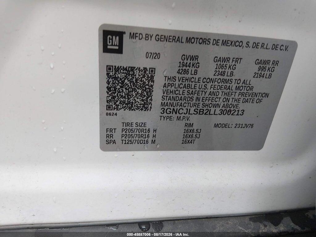 3GNCJLSB2LL300213 2020 CHEVROLET TRAX photo no. 9