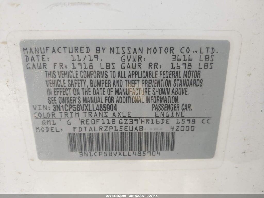 3N1CP5BVXLL485904 2020 NISSAN KICKS photo no. 9