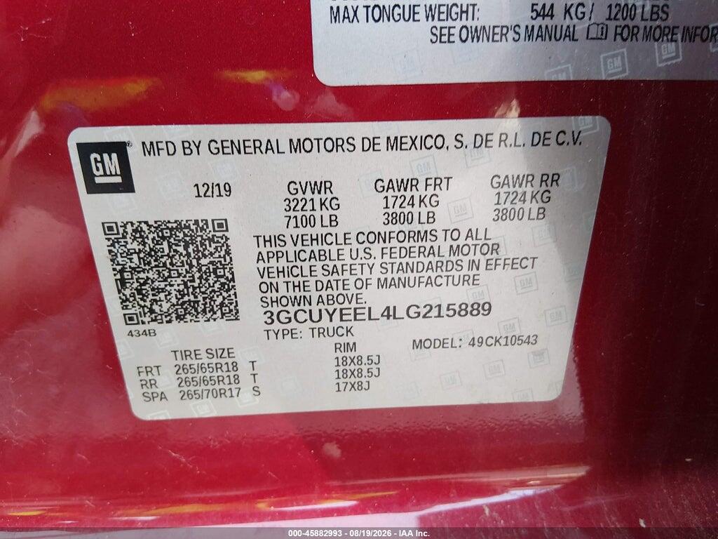 3GCUYEEL4LG215889 2020 CHEVROLET SILVERADO 1500 photo no. 9