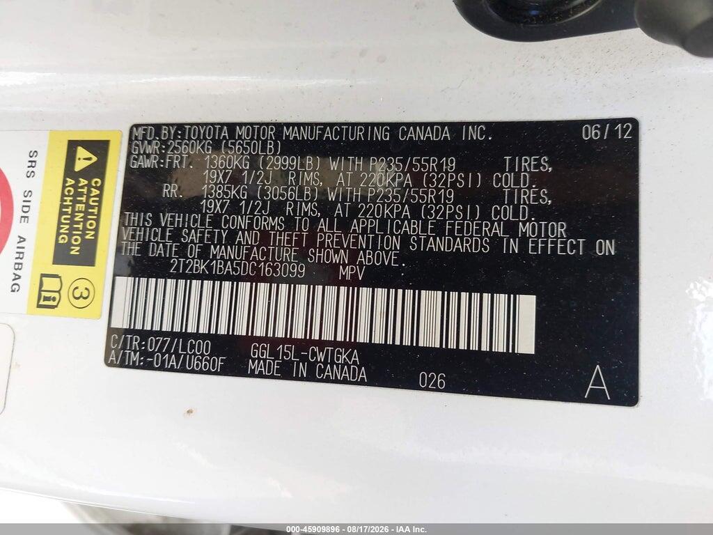2T2BK1BA5DC163099 2013 LEXUS RX 350 photo no. 9