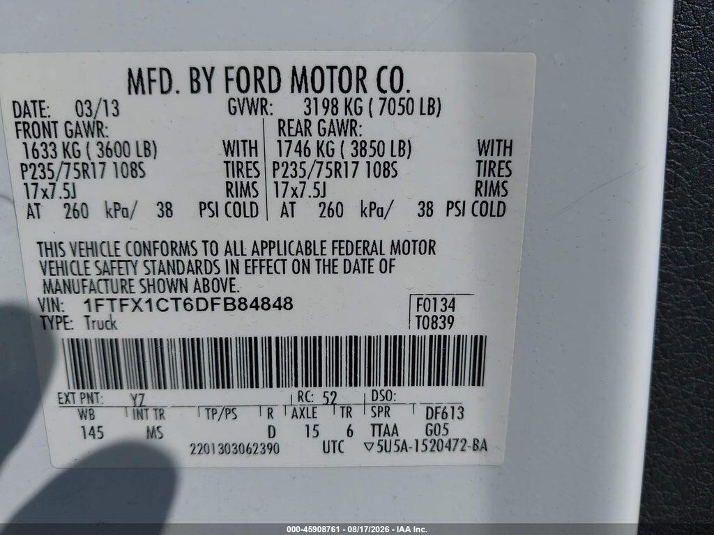 1FTFX1CT6DFB84848 2013 FORD F-150 photo no. 9