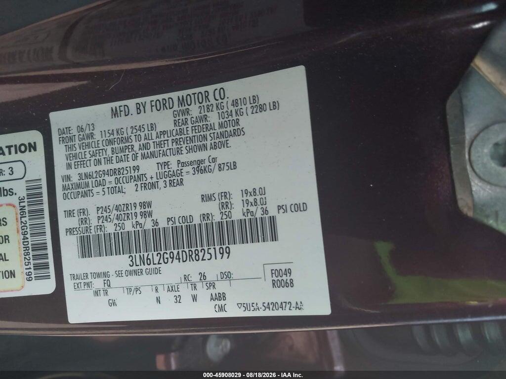 3LN6L2G94DR825199 2013 LINCOLN MKZ photo no. 9