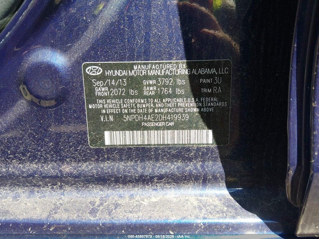 5NPDH4AE2DH419939 2013 HYUNDAI ELANTRA photo no. 9