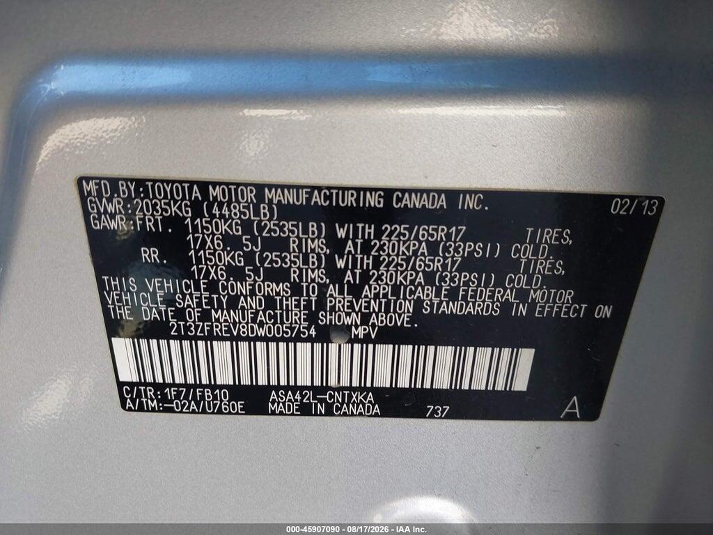 2T3ZFREV8DW005754 2013 TOYOTA RAV4 photo no. 9