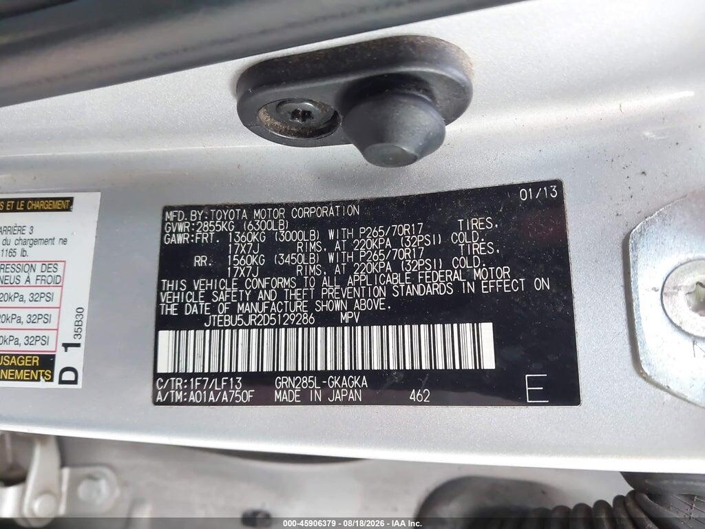 JTEBU5JR2D5129286 2013 TOYOTA 4RUNNER photo no. 9