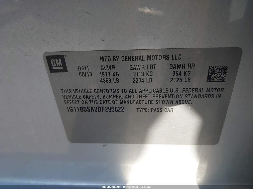1G11B5SA0DF296022 2013 CHEVROLET MALIBU photo no. 9
