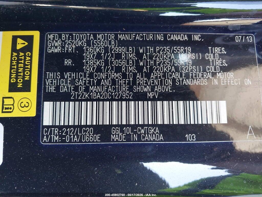 2T2ZK1BA2DC127952 2013 LEXUS RX 350 photo no. 9