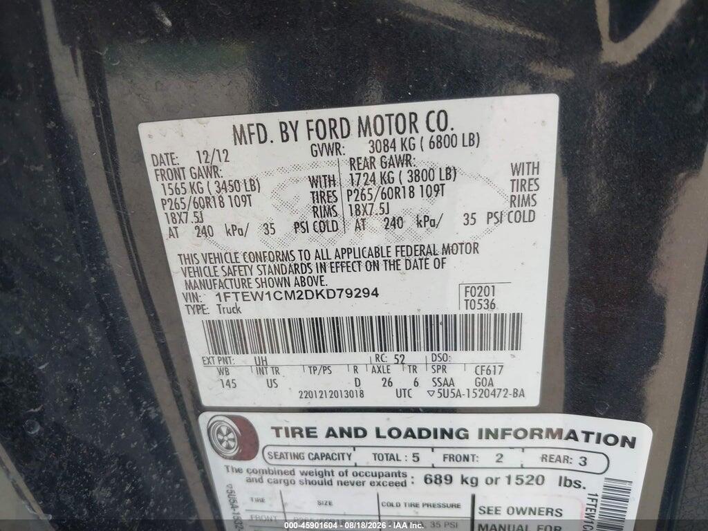 1FTEW1CM2DKD79294 2013 FORD F-150 photo no. 9