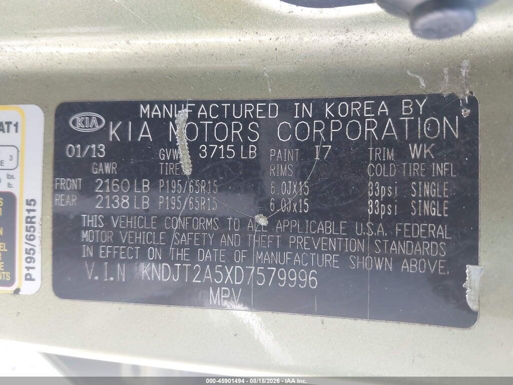 KNDJT2A5XD7579996 2013 KIA SOUL photo no. 9