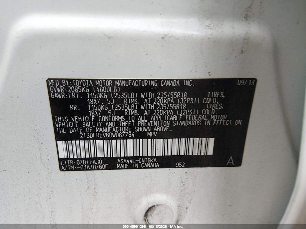2T3DFREV6DW087784 2013 TOYOTA RAV4 photo no. 9