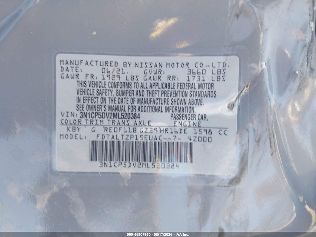 3N1CP5DV2ML520384 2021 NISSAN KICKS photo no. 9