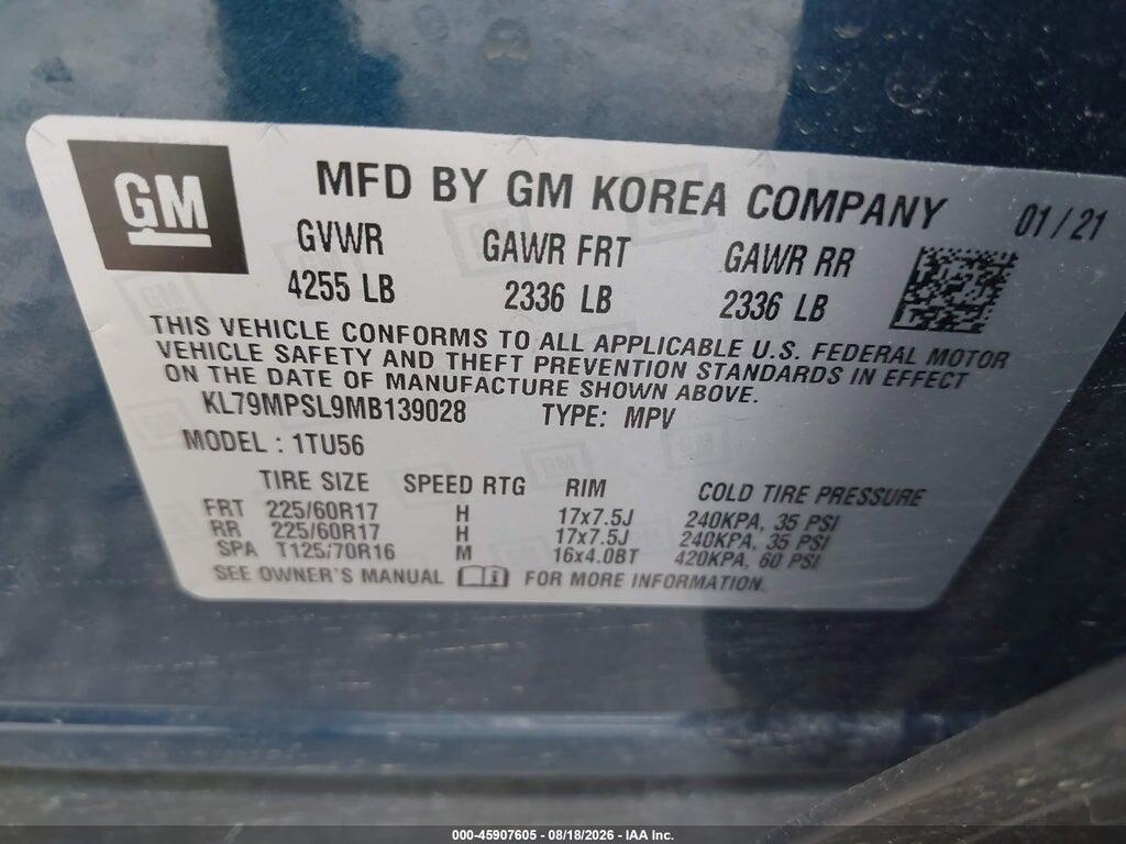 KL79MPSL9MB139028 2021 CHEVROLET TRAILBLAZER photo no. 9