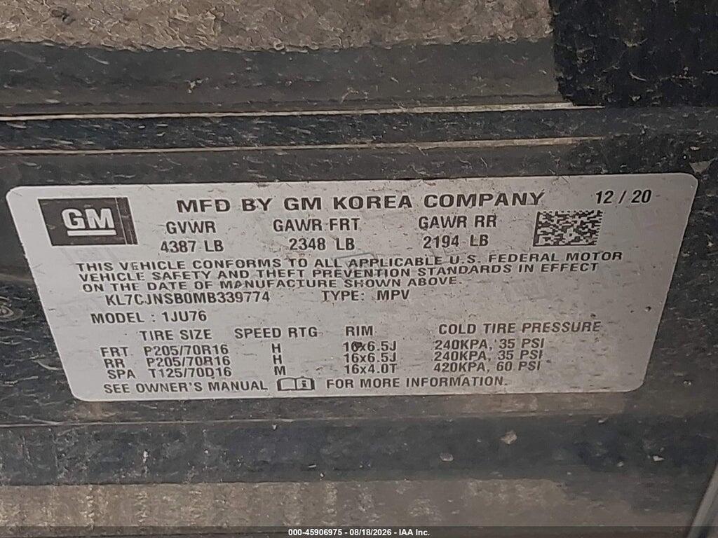 KL7CJNSB0MB339774 2021 CHEVROLET TRAX photo no. 9