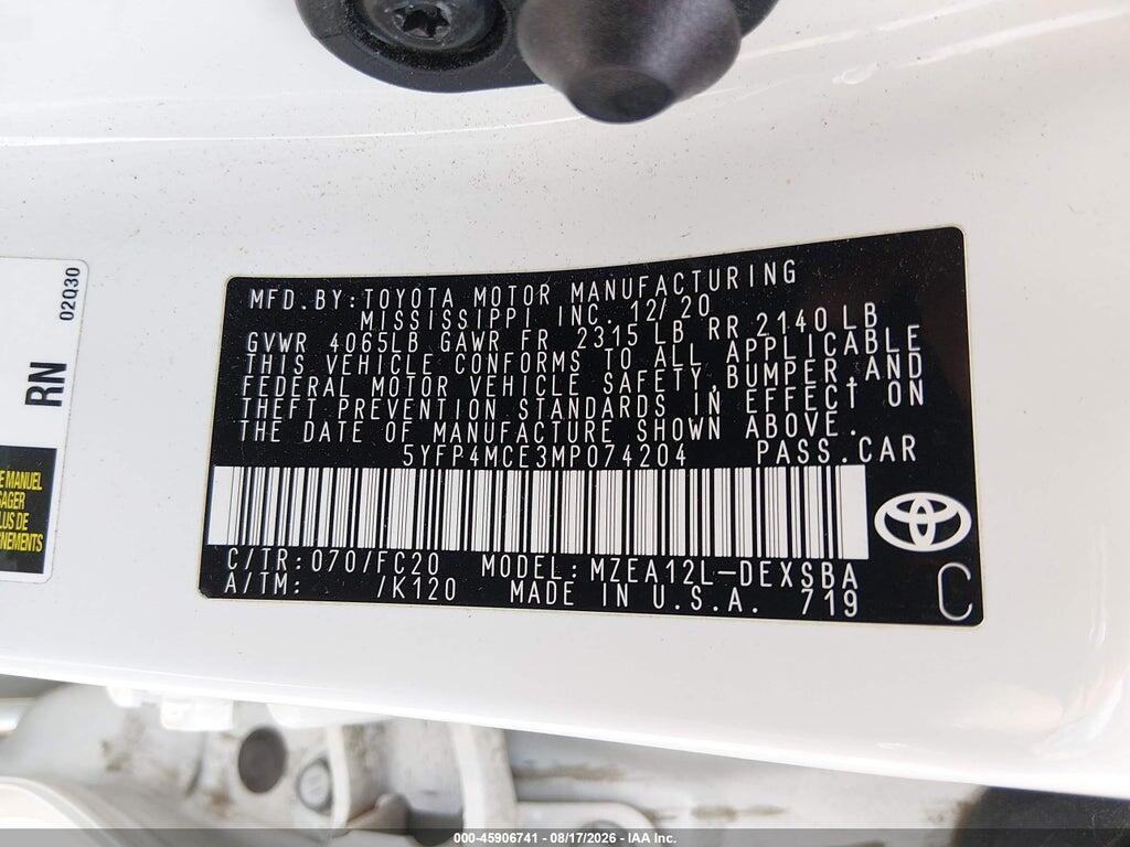 5YFP4MCE3MP074204 2021 TOYOTA COROLLA photo no. 9