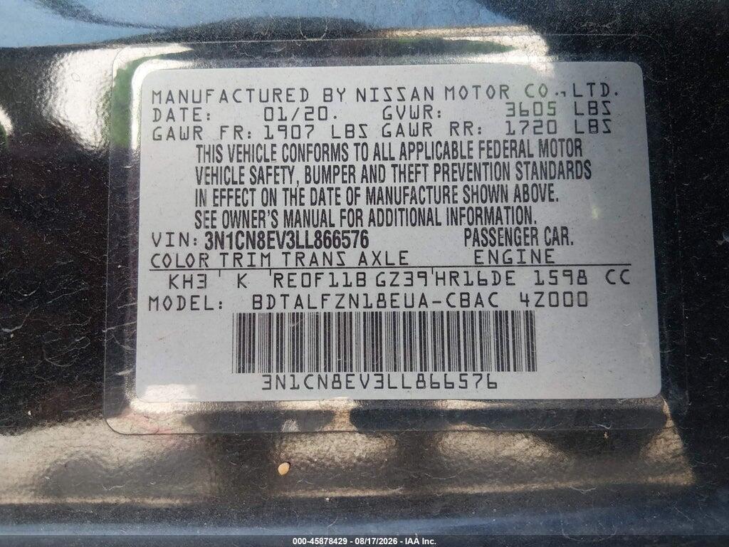 3N1CN8EV3LL866576 2020 NISSAN VERSA photo no. 9