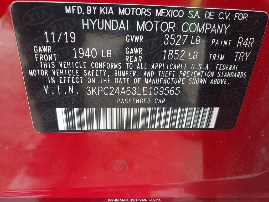 3KPC24A63LE109565 2020 HYUNDAI ACCENT photo no. 9