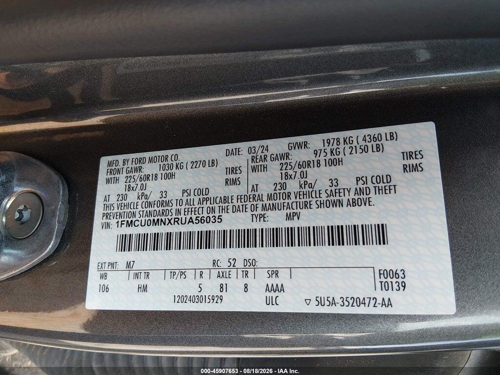1FMCU0MNXRUA56035 2024 FORD ESCAPE photo no. 9