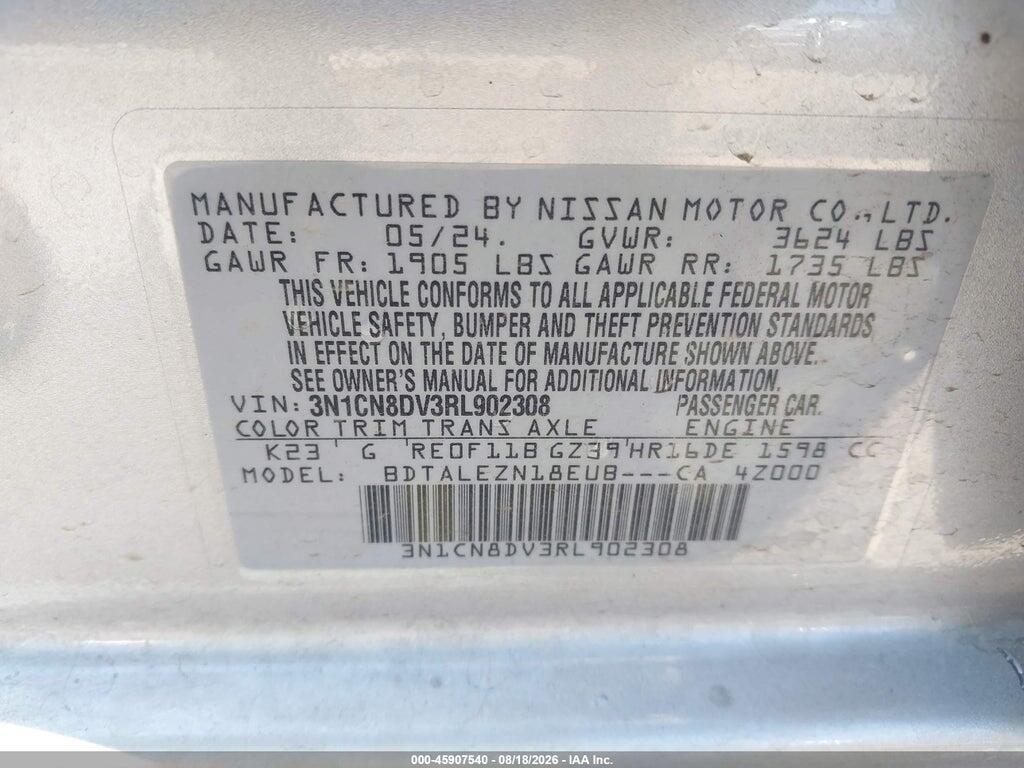 3N1CN8DV3RL902308 2024 NISSAN VERSA photo no. 9