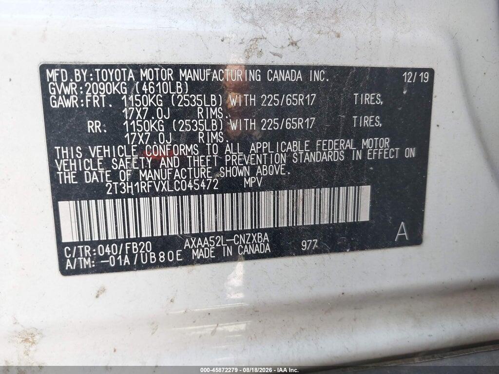 2T3H1RFVXLC045472 2020 TOYOTA RAV4 photo no. 9