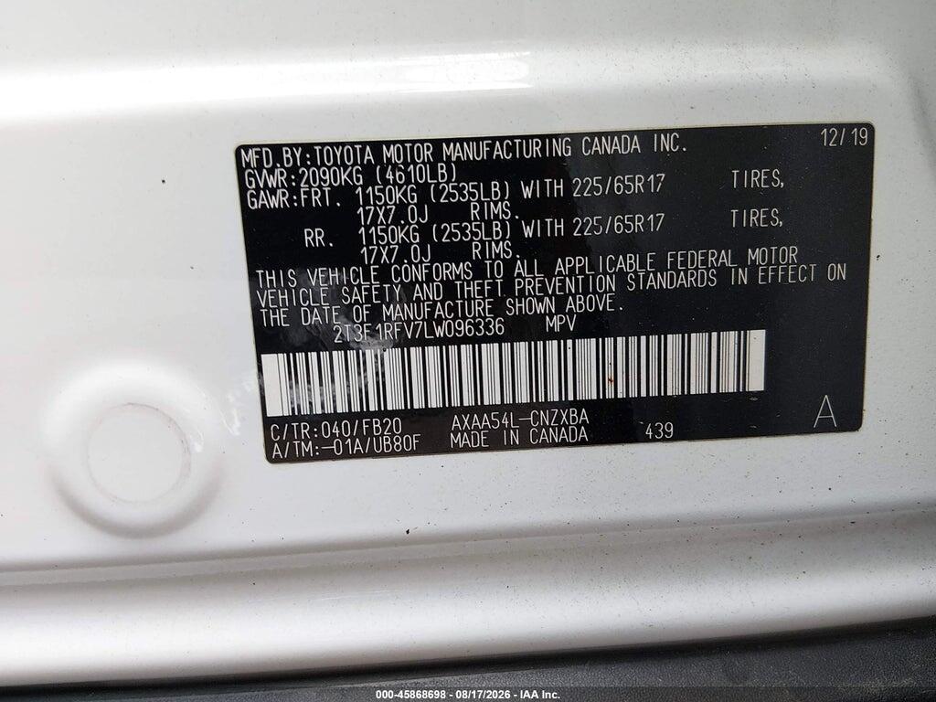 2T3F1RFV7LW096336 2020 TOYOTA RAV4 photo no. 9
