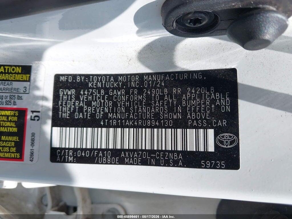 4T1R11AK4RU894130 2024 TOYOTA CAMRY photo no. 9