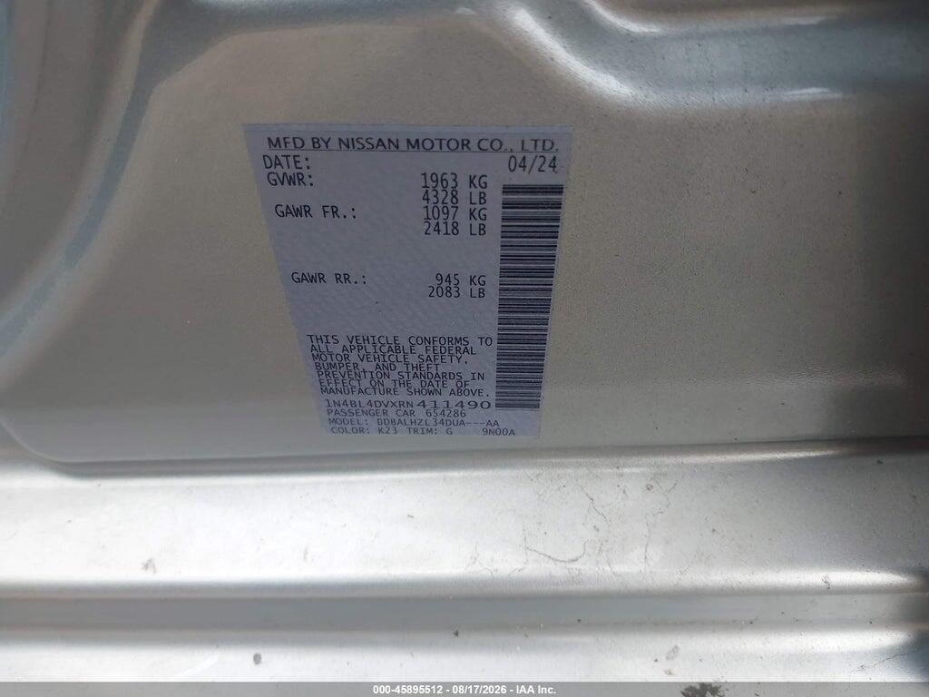 1N4BL4DVXRN411490 2024 NISSAN ALTIMA photo no. 9