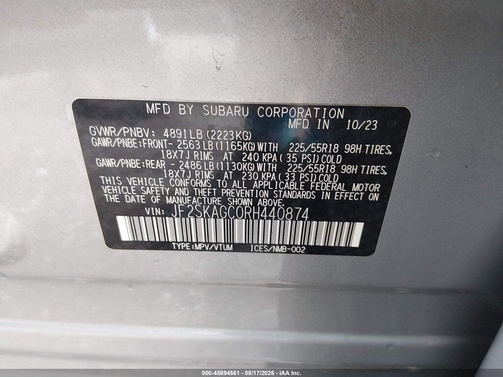 JF2SKAGC0RH440874 2024 SUBARU FORESTER photo no. 9