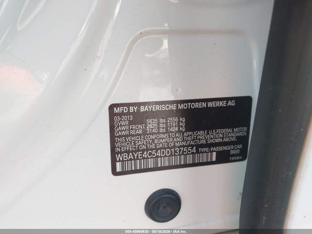 WBAYE4C54DD137554 2013 BMW 740LI photo no. 9