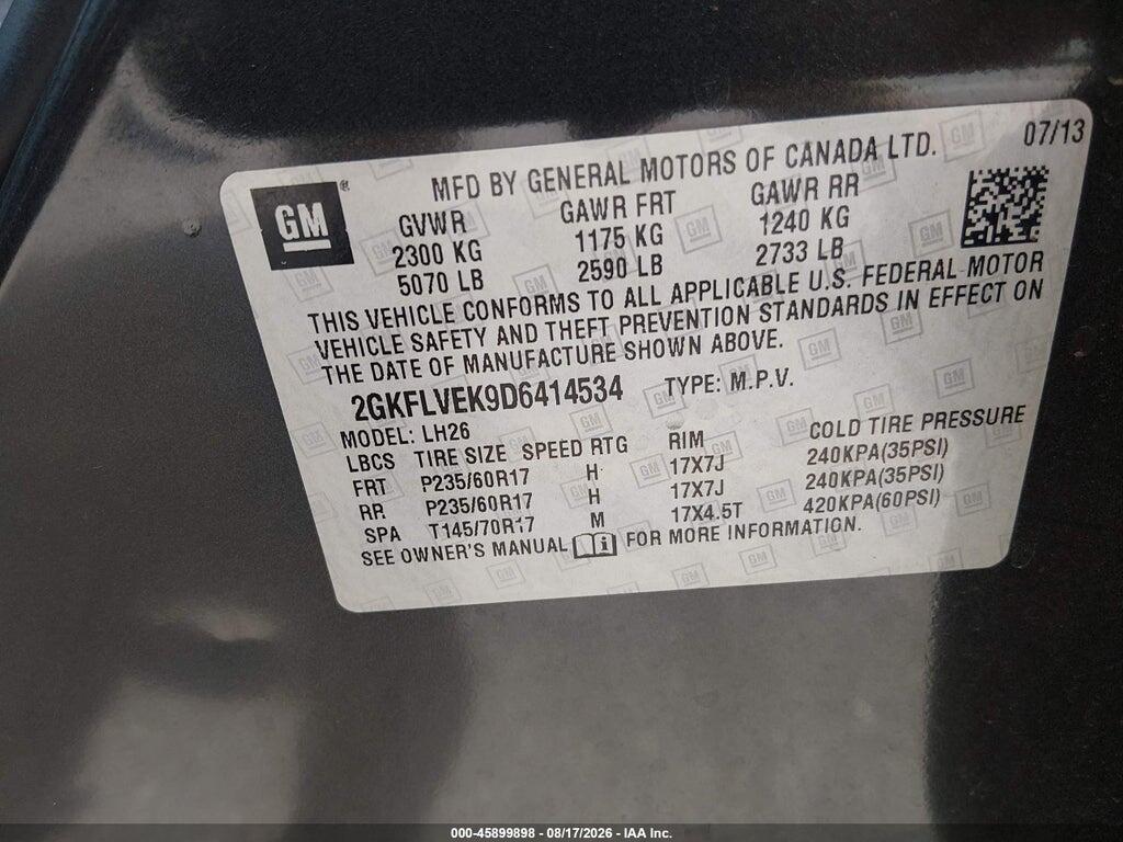 2GKFLVEK9D6414534 2013 GMC TERRAIN photo no. 9