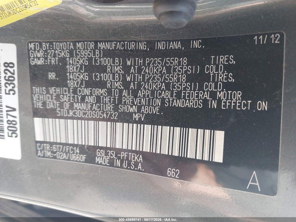 5TDJK3DC2DS054732 2013 TOYOTA SIENNA photo no. 9