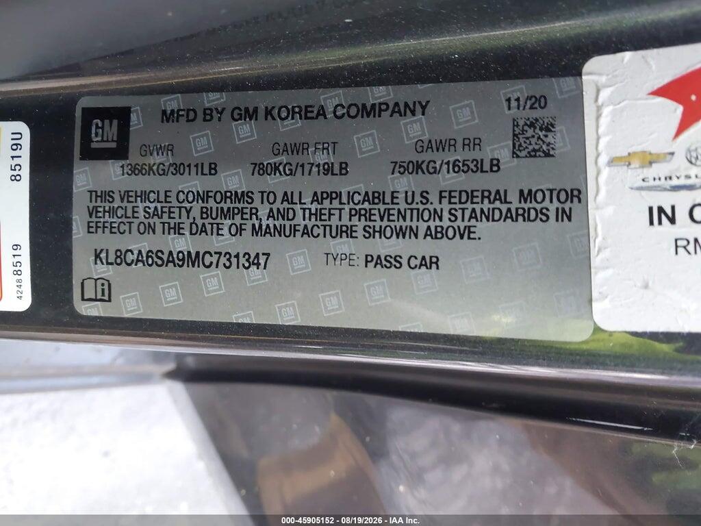 KL8CA6SA9MC731347 2021 CHEVROLET SPARK photo no. 9