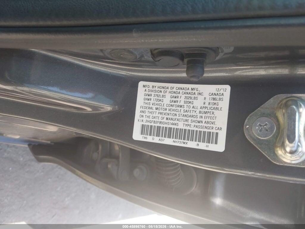 2HGFB2F89DH514445 2013 HONDA CIVIC photo no. 9