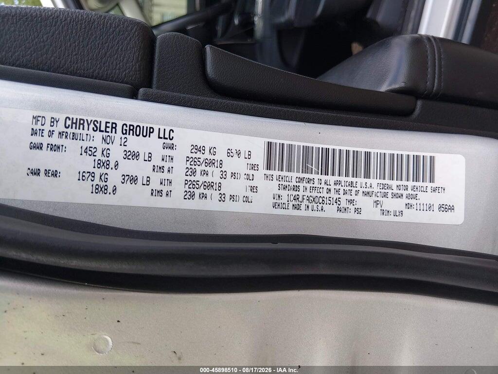 1C4RJFAGXDC615145 2013 JEEP GRAND CHEROKEE photo no. 9