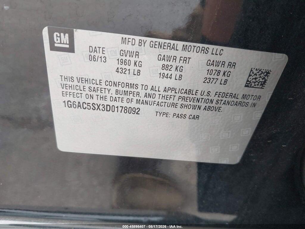 1G6AC5SX3D0178092 2013 CADILLAC ATS photo no. 9