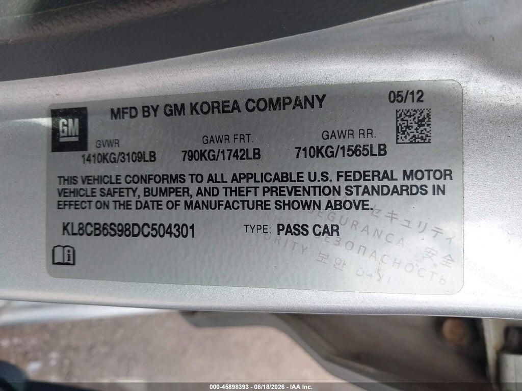 KL8CB6S98DC504301 2013 CHEVROLET SPARK photo no. 9