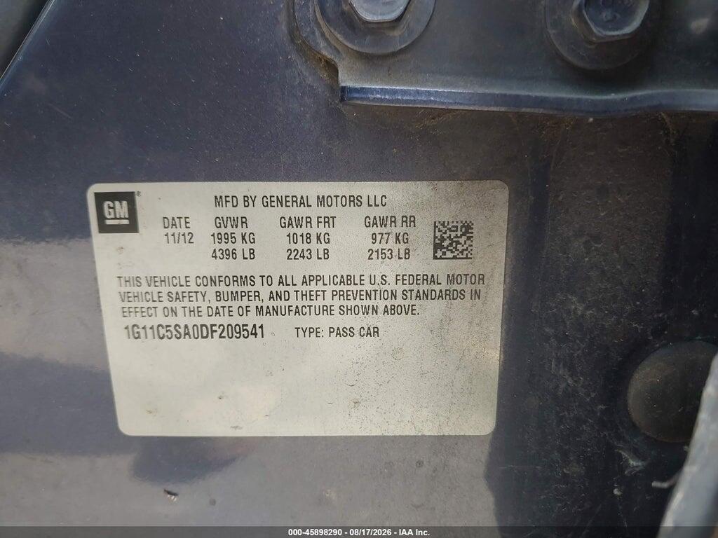 1G11C5SA0DF209541 2013 CHEVROLET MALIBU photo no. 9