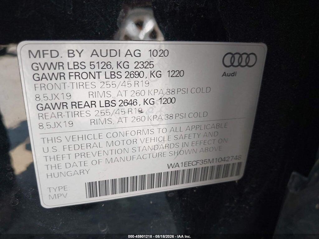 WA1EECF35M1042748 2021 AUDI Q3 photo no. 9