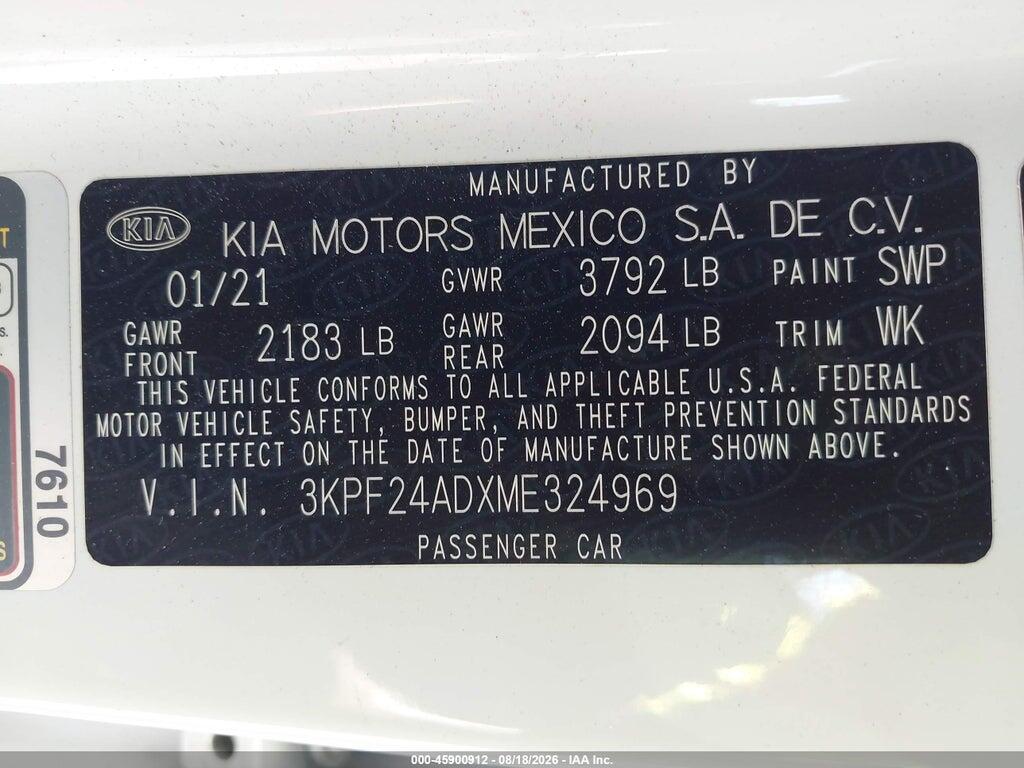 3KPF24ADXME324969 2021 KIA FORTE photo no. 9