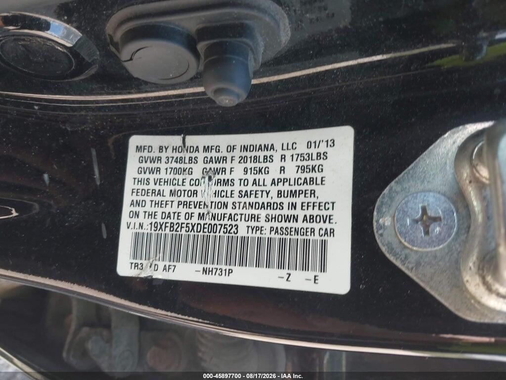 19XFB2F5XDE007523 2013 HONDA CIVIC photo no. 9