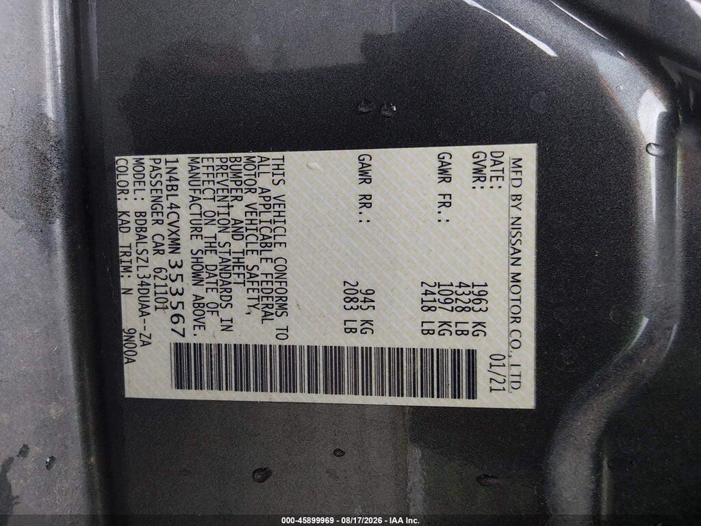 1N4BL4CVXMN353567 2021 NISSAN ALTIMA photo no. 9