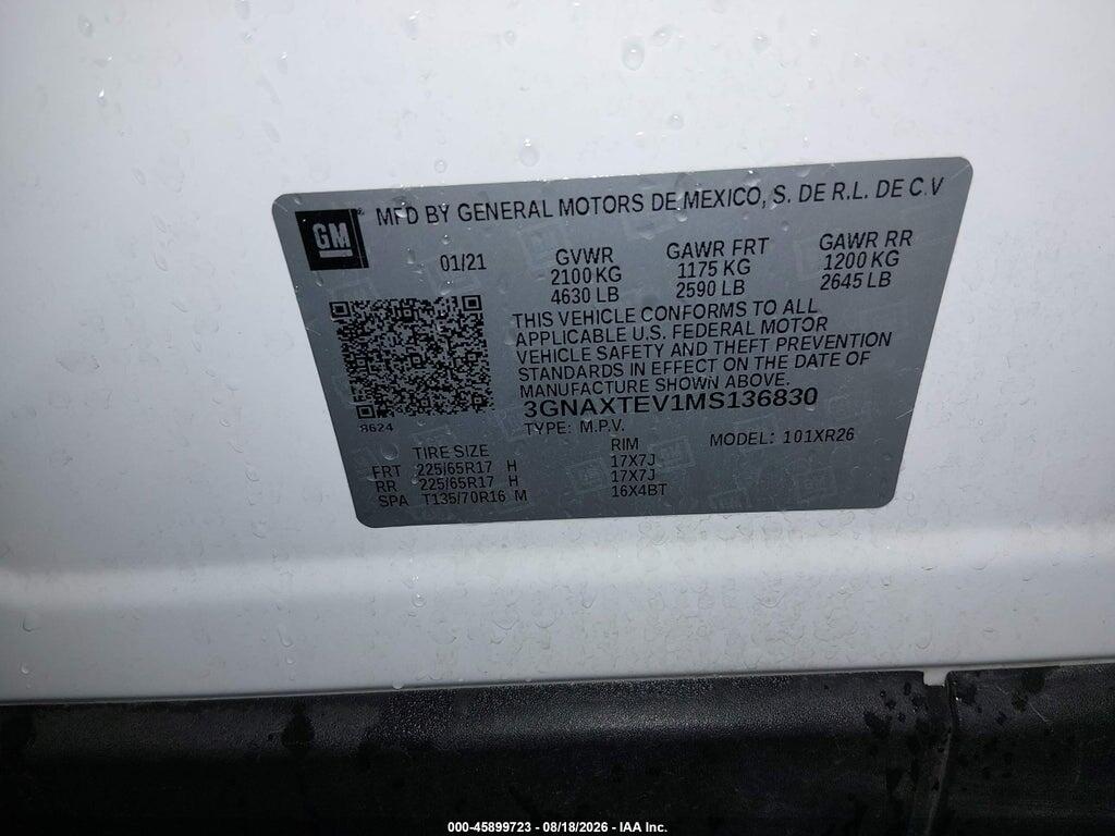3GNAXTEV1MS136830 2021 CHEVROLET EQUINOX photo no. 9