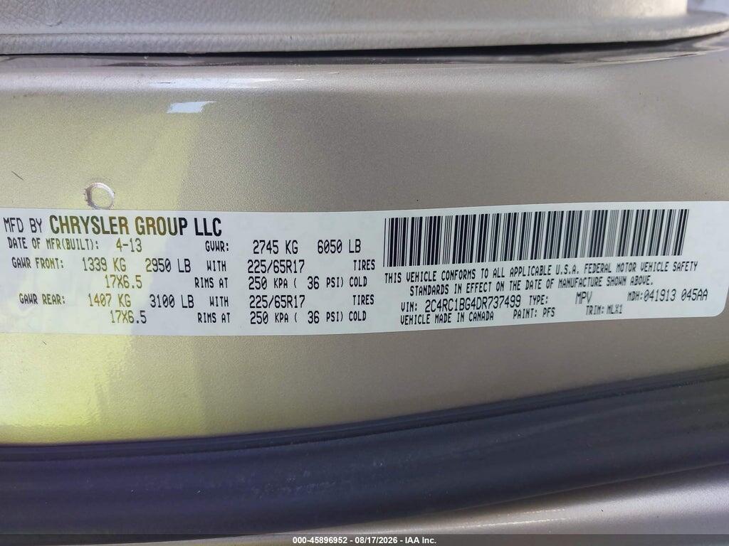 2C4RC1BG4DR737499 2013 CHRYSLER TOWN & COUNTRY photo no. 9