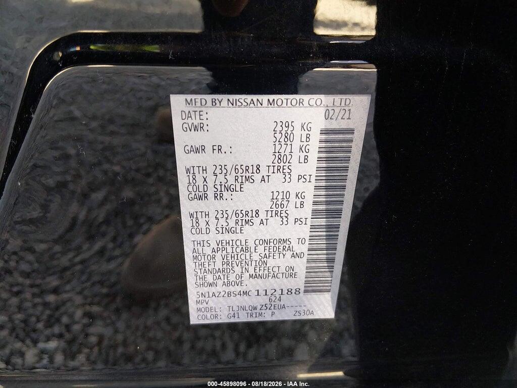 5N1AZ2BS4MC112188 2021 NISSAN MURANO photo no. 9