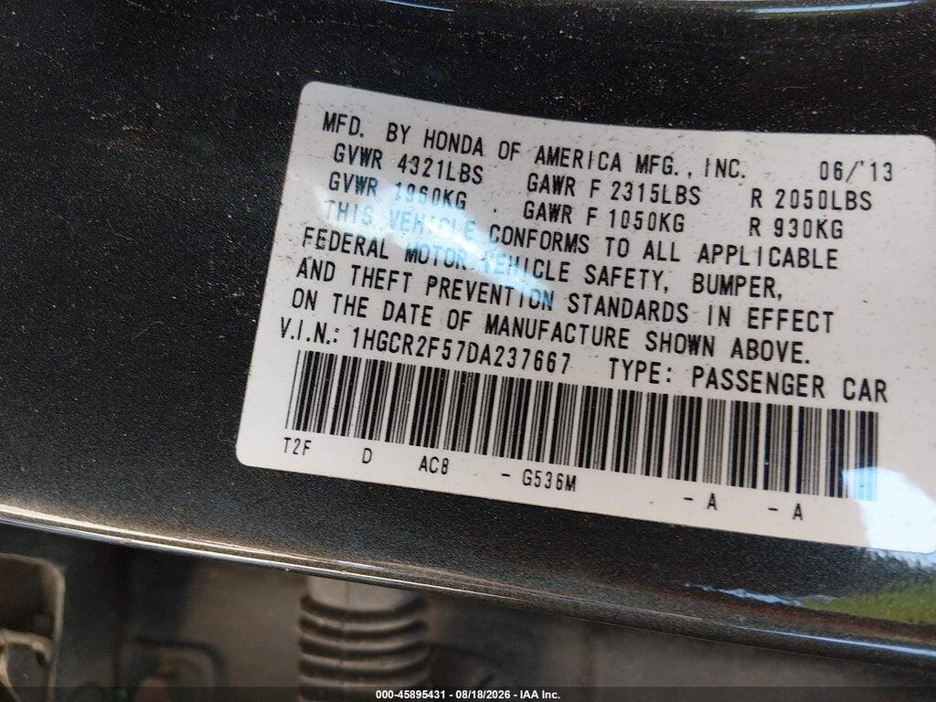 1HGCR2F57DA237667 2013 HONDA ACCORD photo no. 9