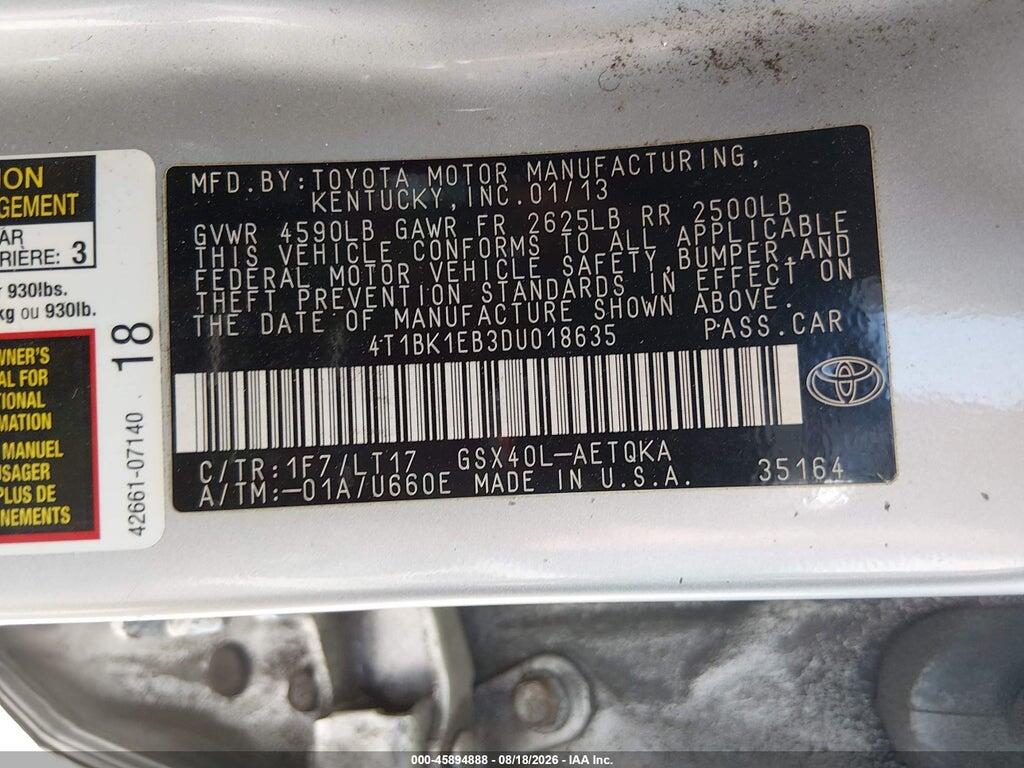 4T1BK1EB3DU018635 2013 TOYOTA AVALON photo no. 9