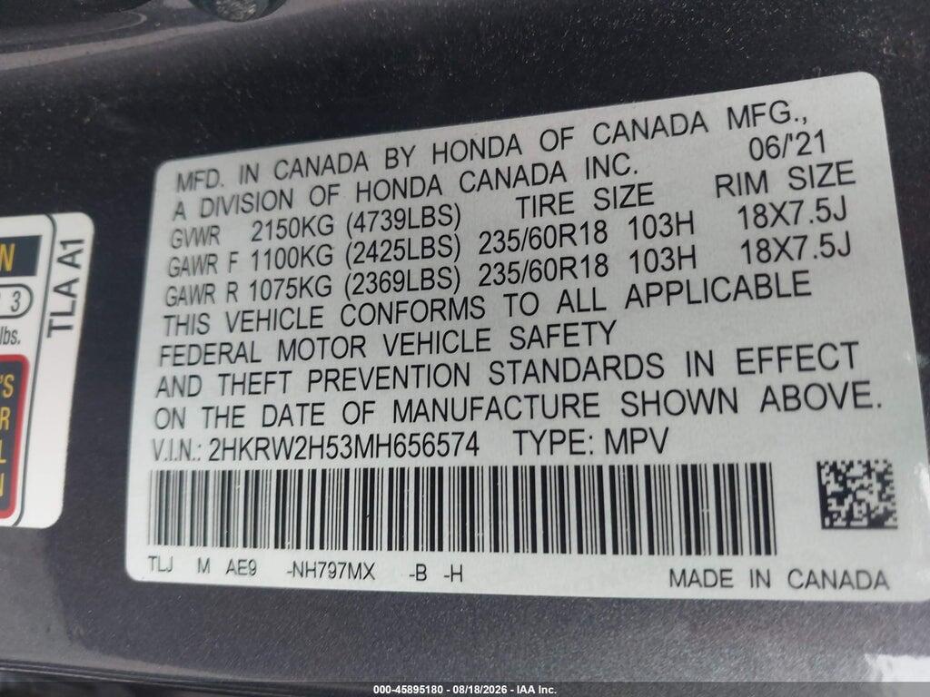 2HKRW2H53MH656574 2021 HONDA CR-V photo no. 9