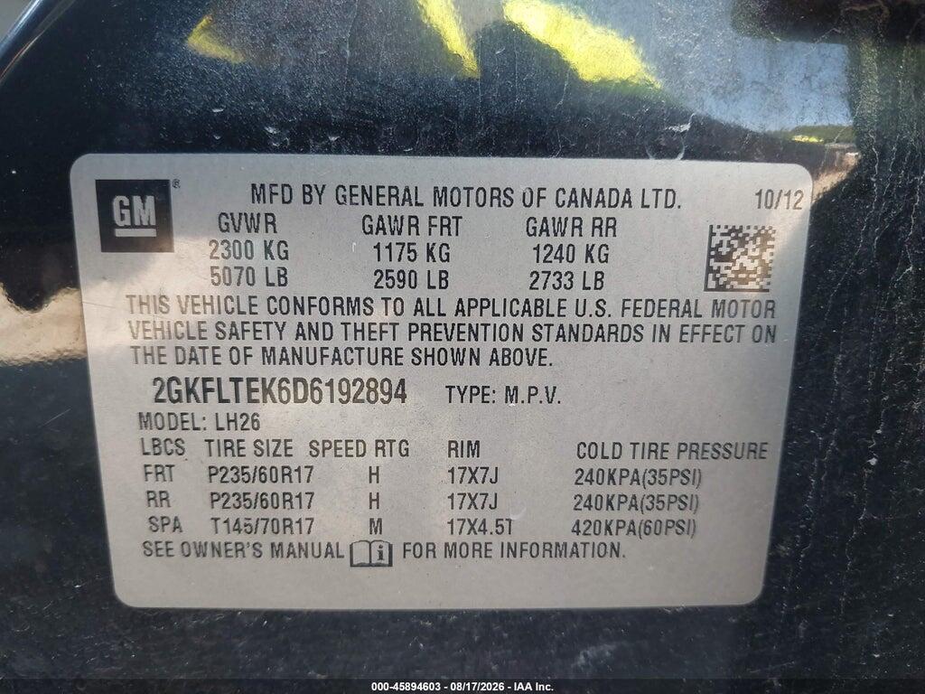 2GKFLTEK6D6192894 2013 GMC TERRAIN photo no. 9