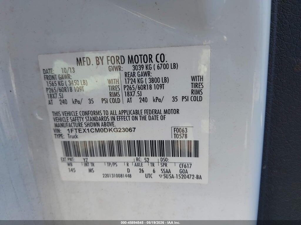 1FTEX1CM0DKG23067 2013 FORD F-150 photo no. 9