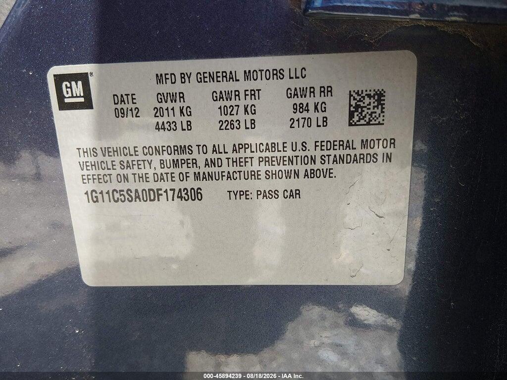 1G11C5SA0DF174306 2013 CHEVROLET MALIBU photo no. 9